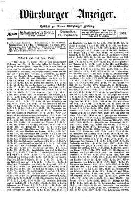 Würzburger Anzeiger (Neue Würzburger Zeitung) Donnerstag 19. September 1861