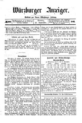 Würzburger Anzeiger (Neue Würzburger Zeitung) Sonntag 22. September 1861