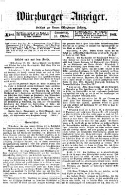 Würzburger Anzeiger (Neue Würzburger Zeitung) Donnerstag 10. Oktober 1861