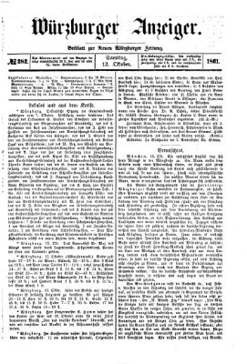 Würzburger Anzeiger (Neue Würzburger Zeitung) Samstag 12. Oktober 1861