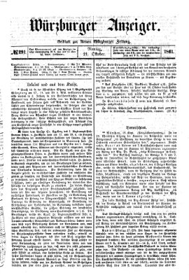 Würzburger Anzeiger (Neue Würzburger Zeitung) Montag 21. Oktober 1861