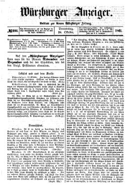 Würzburger Anzeiger (Neue Würzburger Zeitung) Donnerstag 24. Oktober 1861