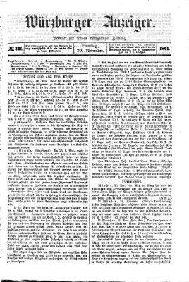 Würzburger Anzeiger (Neue Würzburger Zeitung) Samstag 30. November 1861