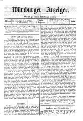 Würzburger Anzeiger (Neue Würzburger Zeitung) Montag 9. Dezember 1861