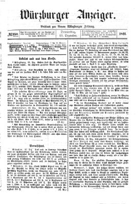 Würzburger Anzeiger (Neue Würzburger Zeitung) Donnerstag 19. Dezember 1861