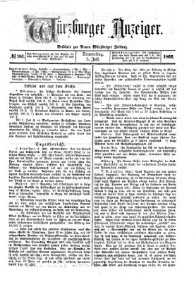 Würzburger Anzeiger (Neue Würzburger Zeitung) Donnerstag 3. Juli 1862