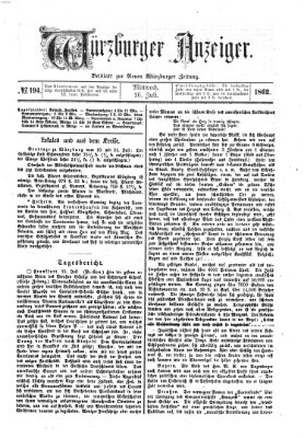 Würzburger Anzeiger (Neue Würzburger Zeitung) Mittwoch 16. Juli 1862