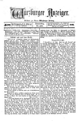 Würzburger Anzeiger (Neue Würzburger Zeitung) Donnerstag 24. Juli 1862