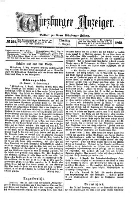 Würzburger Anzeiger (Neue Würzburger Zeitung) Dienstag 5. August 1862