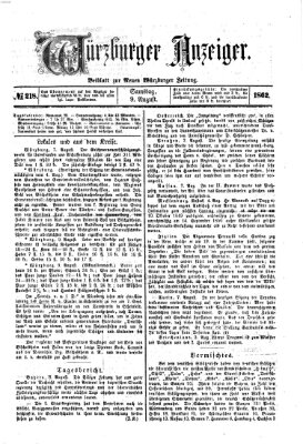 Würzburger Anzeiger (Neue Würzburger Zeitung) Samstag 9. August 1862