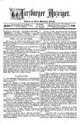 Würzburger Anzeiger (Neue Würzburger Zeitung) Mittwoch 13. August 1862