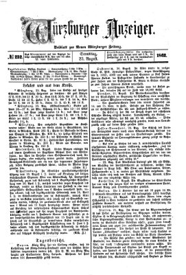 Würzburger Anzeiger (Neue Würzburger Zeitung) Samstag 23. August 1862