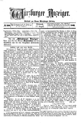 Würzburger Anzeiger (Neue Würzburger Zeitung) Mittwoch 27. August 1862