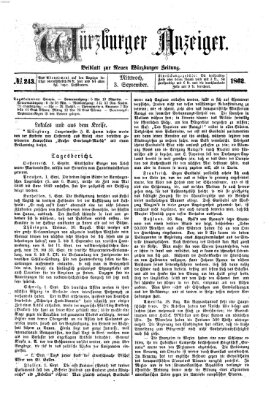 Würzburger Anzeiger (Neue Würzburger Zeitung) Mittwoch 3. September 1862