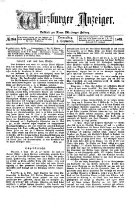 Würzburger Anzeiger (Neue Würzburger Zeitung) Donnerstag 4. September 1862