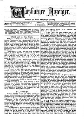 Würzburger Anzeiger (Neue Würzburger Zeitung) Samstag 6. September 1862