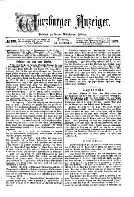 Würzburger Anzeiger (Neue Würzburger Zeitung) Dienstag 23. September 1862