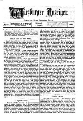 Würzburger Anzeiger (Neue Würzburger Zeitung) Mittwoch 1. Oktober 1862