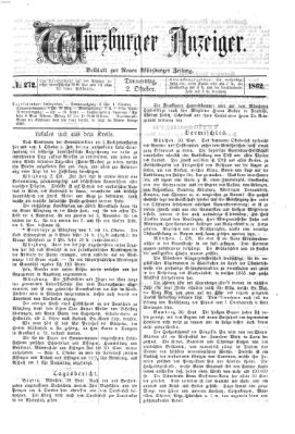 Würzburger Anzeiger (Neue Würzburger Zeitung) Donnerstag 2. Oktober 1862