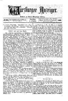 Würzburger Anzeiger (Neue Würzburger Zeitung) Samstag 4. Oktober 1862