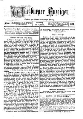 Würzburger Anzeiger (Neue Würzburger Zeitung) Samstag 11. Oktober 1862