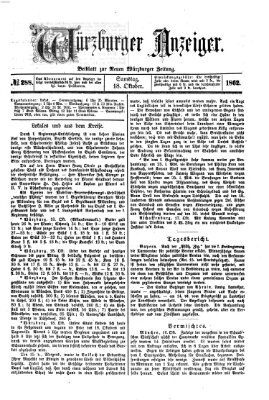 Würzburger Anzeiger (Neue Würzburger Zeitung) Samstag 18. Oktober 1862