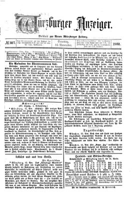 Würzburger Anzeiger (Neue Würzburger Zeitung) Sonntag 16. November 1862