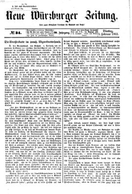 Neue Würzburger Zeitung Dienstag 3. Februar 1863