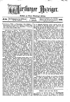 Würzburger Anzeiger (Neue Würzburger Zeitung) Dienstag 3. Februar 1863