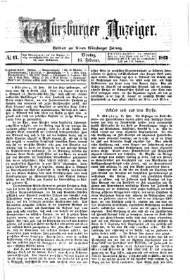 Würzburger Anzeiger (Neue Würzburger Zeitung) Montag 16. Februar 1863