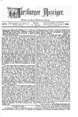 Würzburger Anzeiger (Neue Würzburger Zeitung) Freitag 27. Februar 1863