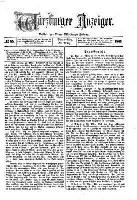 Würzburger Anzeiger (Neue Würzburger Zeitung) Donnerstag 26. März 1863