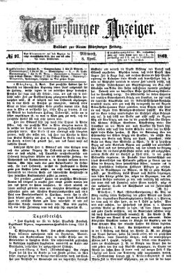 Würzburger Anzeiger (Neue Würzburger Zeitung) Mittwoch 8. April 1863