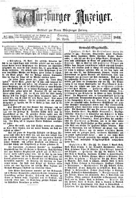 Würzburger Anzeiger (Neue Würzburger Zeitung) Sonntag 26. April 1863