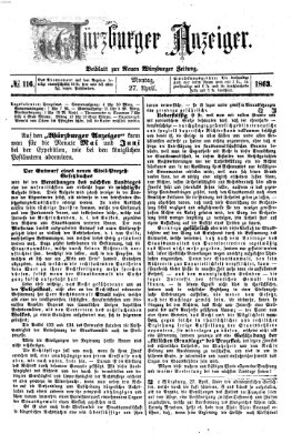 Würzburger Anzeiger (Neue Würzburger Zeitung) Montag 27. April 1863