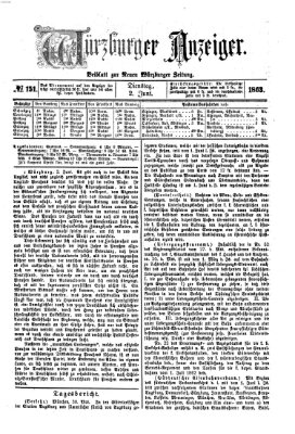 Würzburger Anzeiger (Neue Würzburger Zeitung) Dienstag 2. Juni 1863