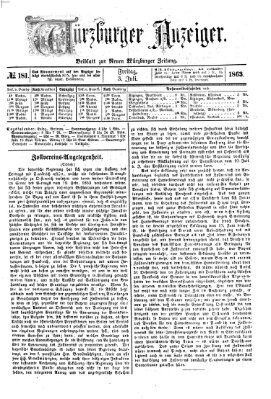 Würzburger Anzeiger (Neue Würzburger Zeitung) Freitag 3. Juli 1863