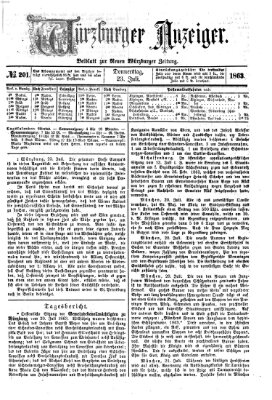 Würzburger Anzeiger (Neue Würzburger Zeitung) Donnerstag 23. Juli 1863