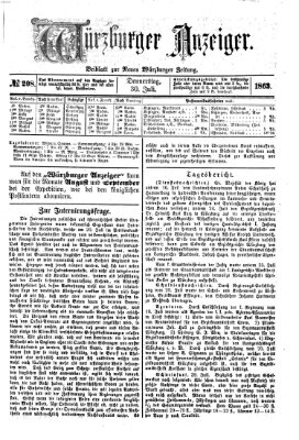 Würzburger Anzeiger (Neue Würzburger Zeitung) Donnerstag 30. Juli 1863