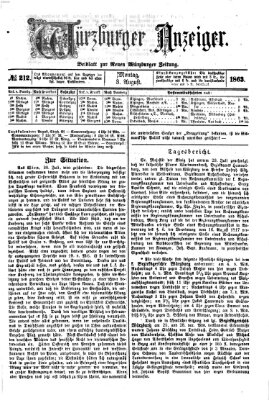 Würzburger Anzeiger (Neue Würzburger Zeitung) Montag 3. August 1863