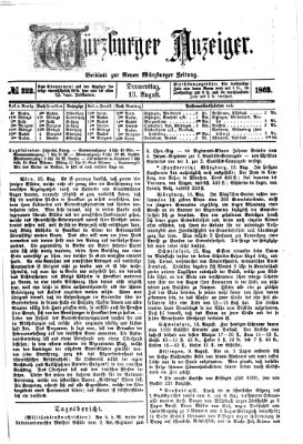 Würzburger Anzeiger (Neue Würzburger Zeitung) Donnerstag 13. August 1863