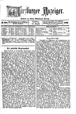 Würzburger Anzeiger (Neue Würzburger Zeitung) Samstag 15. August 1863