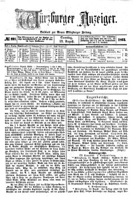 Würzburger Anzeiger (Neue Würzburger Zeitung) Samstag 22. August 1863