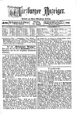 Würzburger Anzeiger (Neue Würzburger Zeitung) Dienstag 25. August 1863