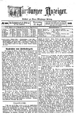 Würzburger Anzeiger (Neue Würzburger Zeitung) Donnerstag 27. August 1863