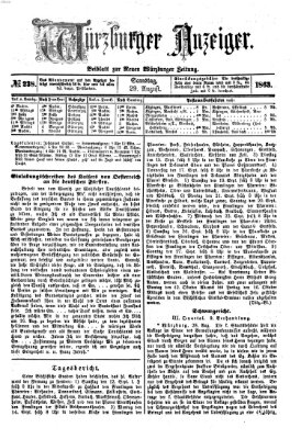 Würzburger Anzeiger (Neue Würzburger Zeitung) Samstag 29. August 1863