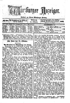 Würzburger Anzeiger (Neue Würzburger Zeitung) Mittwoch 14. Oktober 1863