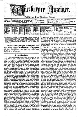 Würzburger Anzeiger (Neue Würzburger Zeitung) Donnerstag 29. Oktober 1863