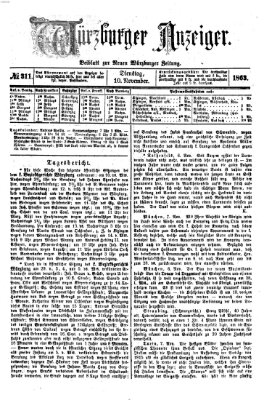 Würzburger Anzeiger (Neue Würzburger Zeitung) Dienstag 10. November 1863