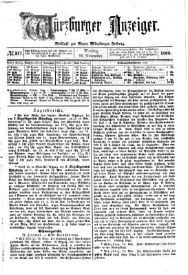 Würzburger Anzeiger (Neue Würzburger Zeitung) Montag 16. November 1863